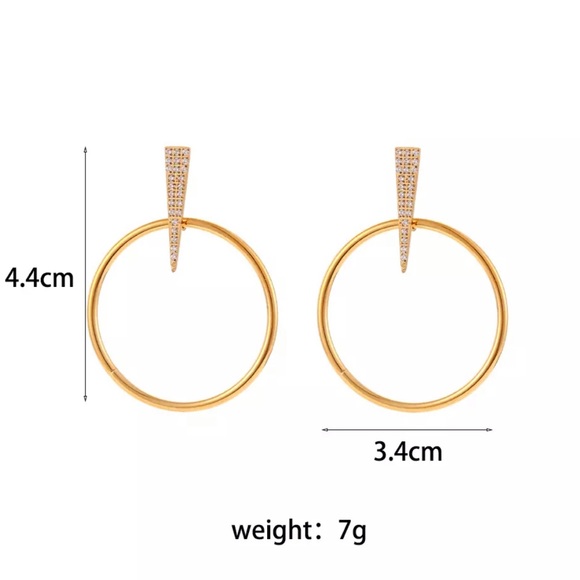 New Luxury 18K Gold Hoop Stud Earrings, wonderful Earrings, wow Earrings - Picture 6 of 6